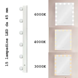 Alternative view of Specchio da Trucco Professionale con 15 Cupole LED – 100x80 cm