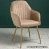 Sedia Poltrona in Velluto con Piedi in Metallo Dorato – Stile Art Déco