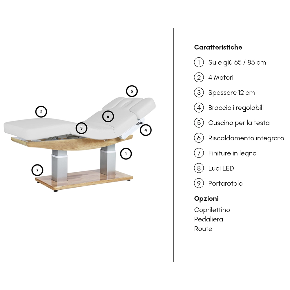 Lettino elettrico 4 motori con riscaldamento per centro estetico massaggi spa Troch Smart Weelko - immagine 10