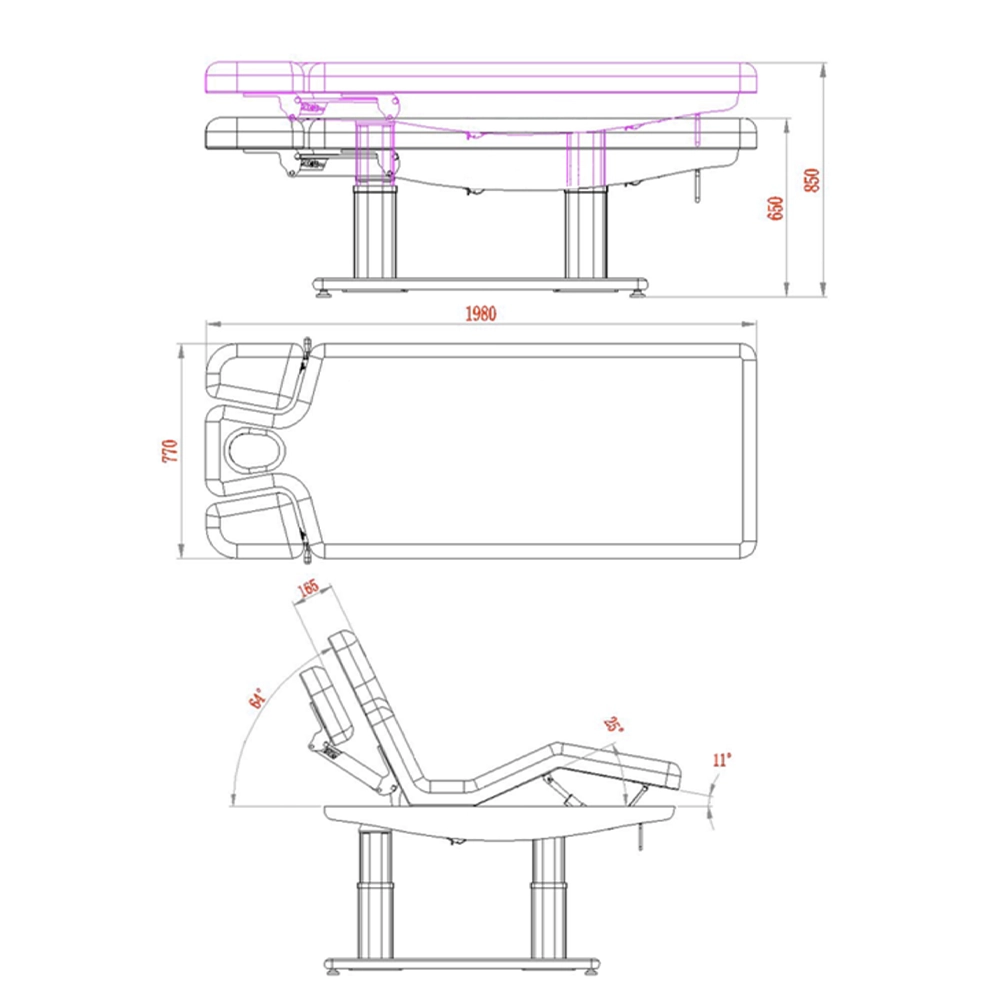 Lettino elettrico 4 motori con riscaldamento per centro estetico massaggi spa Troch Smart Weelko - immagine 11