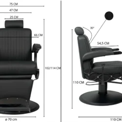 DIMENSIONI Poltrona Parrucchiere uomo Barbiere reclinabile Barber Shop MUSTANG MUDI
