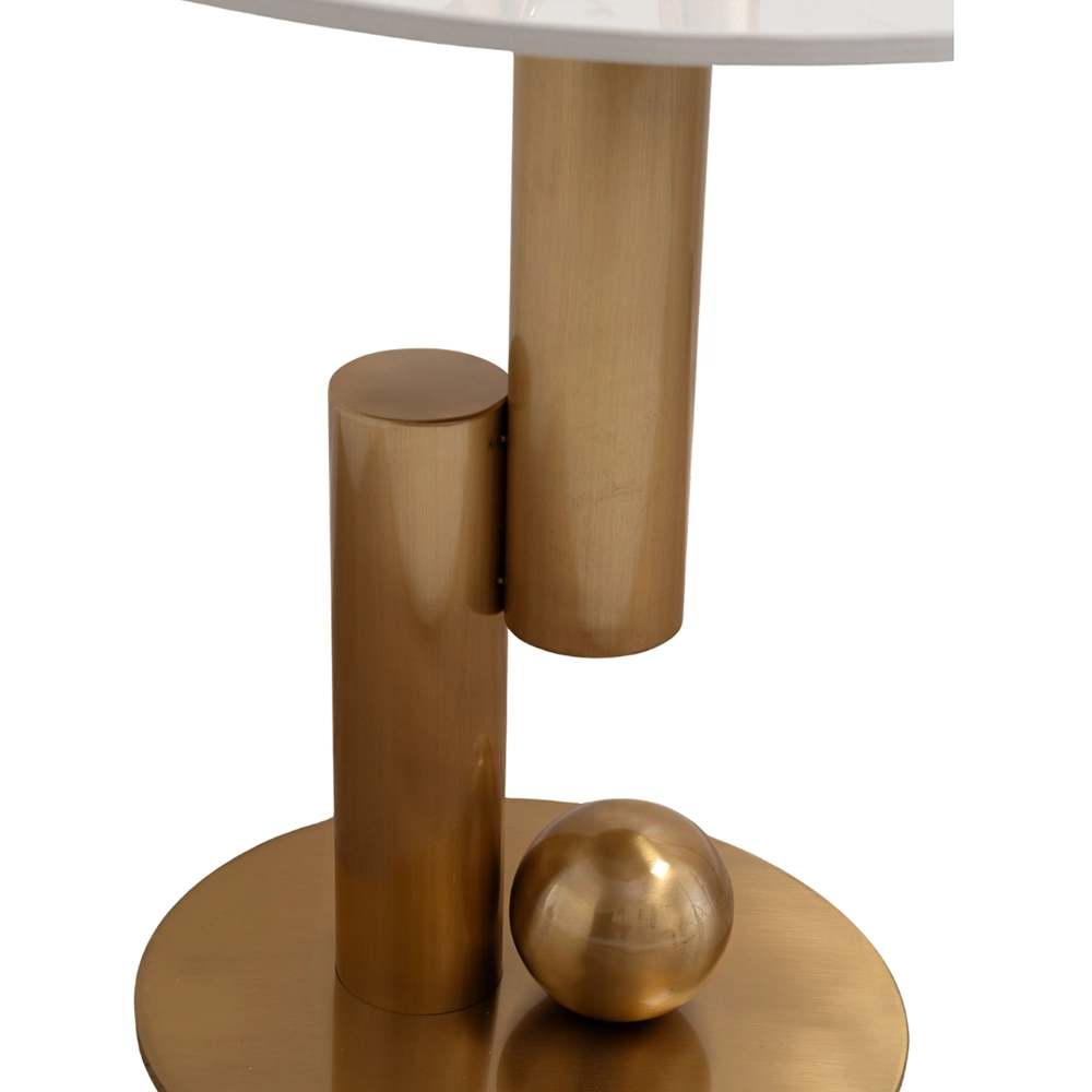Tavolino da Salotto Rinako Japandi con Top in Ceramica Effetto Marmo Calacatta e Struttura Oro - immagine 2