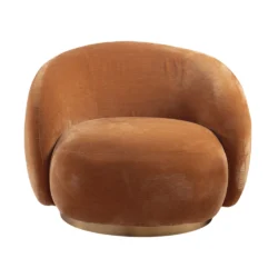 Poltrona girevole in ciniglia con base in metallo dorato - 4 colori Ormil - immagine 5