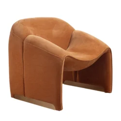 Poltrona Veluna in ciniglia con base in metallo dorato – Stile Japandi | Collezione Sabi - immagine 5