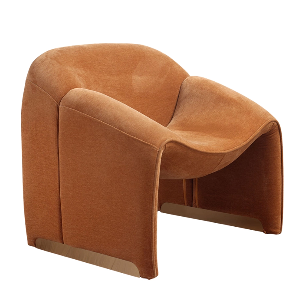 Poltrona Veluna in ciniglia con base in metallo dorato – Stile Japandi | Collezione Sabi - immagine 5