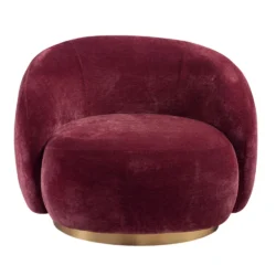 Poltrona girevole in ciniglia con base in metallo dorato - 4 colori Ormil - immagine 11