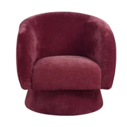 Poltrona girevole Tessalya girevole in ciniglia con base in metallo dorato Stile Japandi | Collezione Sabi - immagine 6