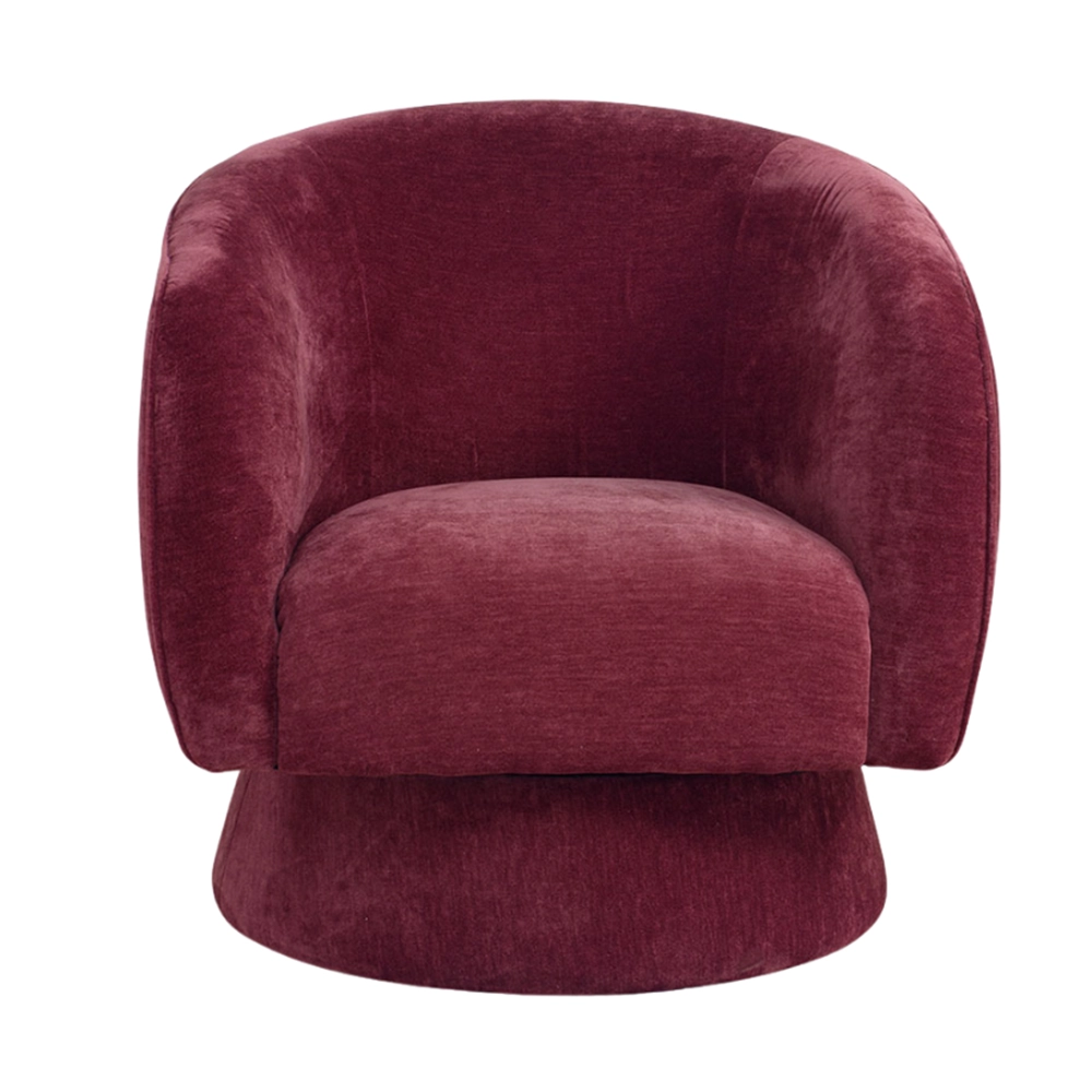Poltrona girevole Tessalya girevole in ciniglia con base in metallo dorato Stile Japandi | Collezione Sabi - immagine 6