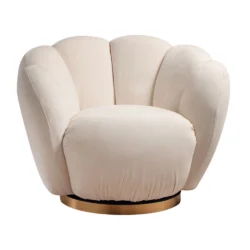 Poltrona girevole in ciniglia con base in metallo dorato - 4 colori - immagine 8
