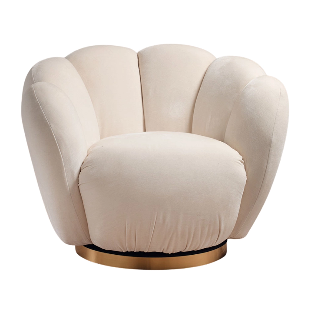 Poltrona girevole in ciniglia con base in metallo dorato - 4 colori - immagine 8