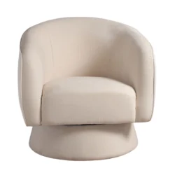 Poltrona girevole Tessalya girevole in ciniglia con base in metallo dorato Stile Japandi | Collezione Sabi - immagine 13