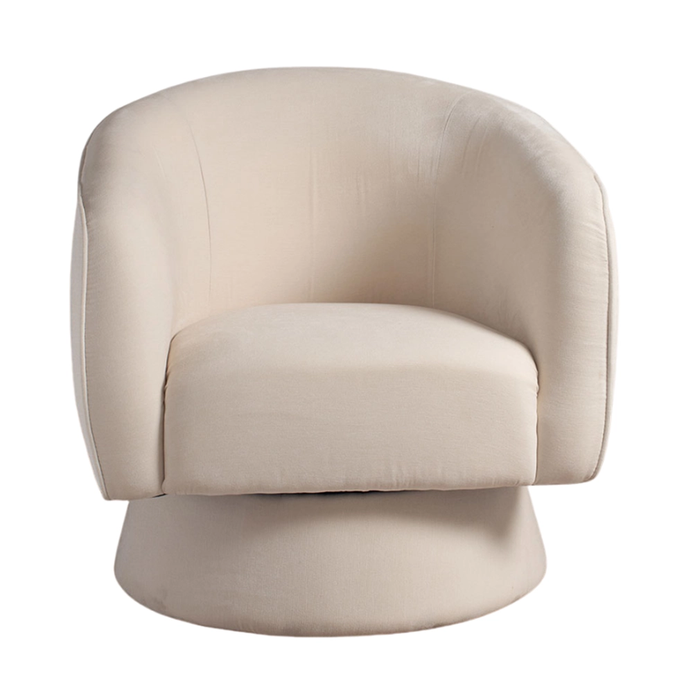 Poltrona girevole Tessalya girevole in ciniglia con base in metallo dorato Stile Japandi | Collezione Sabi - immagine 13