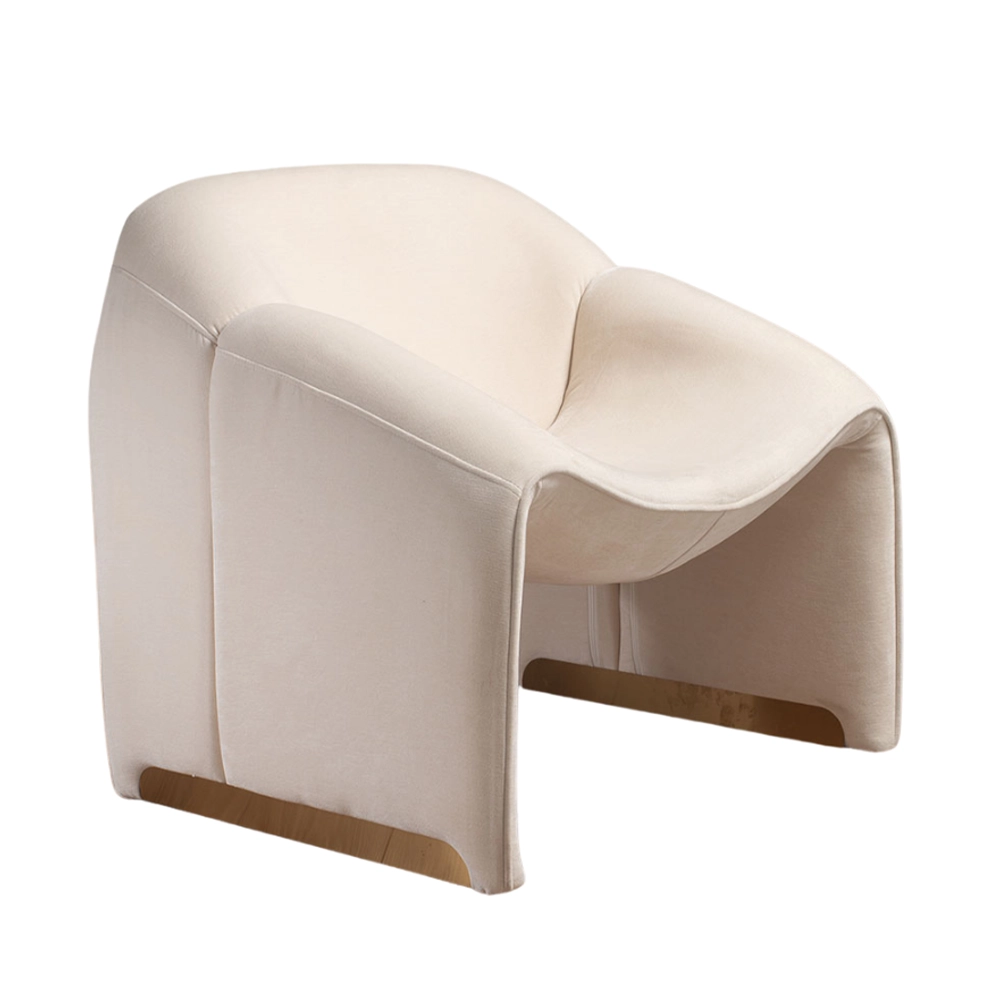 Poltrona Veluna in ciniglia con base in metallo dorato – Stile Japandi | Collezione Sabi - immagine 3