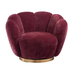 Poltrona girevole in ciniglia con base in metallo dorato - 4 colori - immagine 6