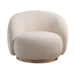 Poltrona girevole in ciniglia con base in metallo dorato - 4 colori Ormil - immagine 8