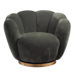 Poltrona girevole in ciniglia con base in metallo dorato - 4 colori - immagine 7