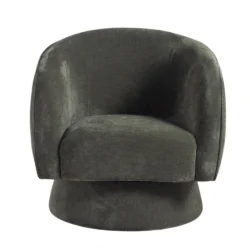 Poltrona girevole Tessalya girevole in ciniglia con base in metallo dorato Stile Japandi | Collezione Sabi - immagine 10