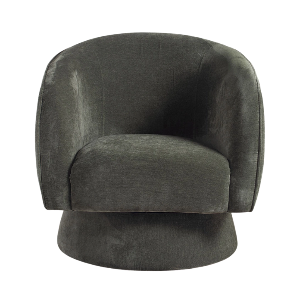 Poltrona girevole Tessalya girevole in ciniglia con base in metallo dorato Stile Japandi | Collezione Sabi - immagine 10