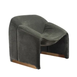 Poltrona Veluna in ciniglia con base in metallo dorato – Stile Japandi | Collezione Sabi - immagine 8