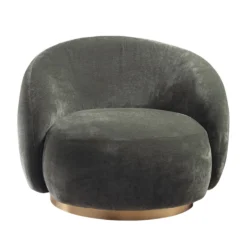 Poltrona girevole in ciniglia con base in metallo dorato - 4 colori Ormil - immagine 4