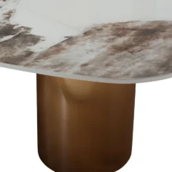 Tavolino da Salotto Lomaki Japandi con Top in Ceramica Effetto Marmo Calacatta e Struttura Oro - immagine 4