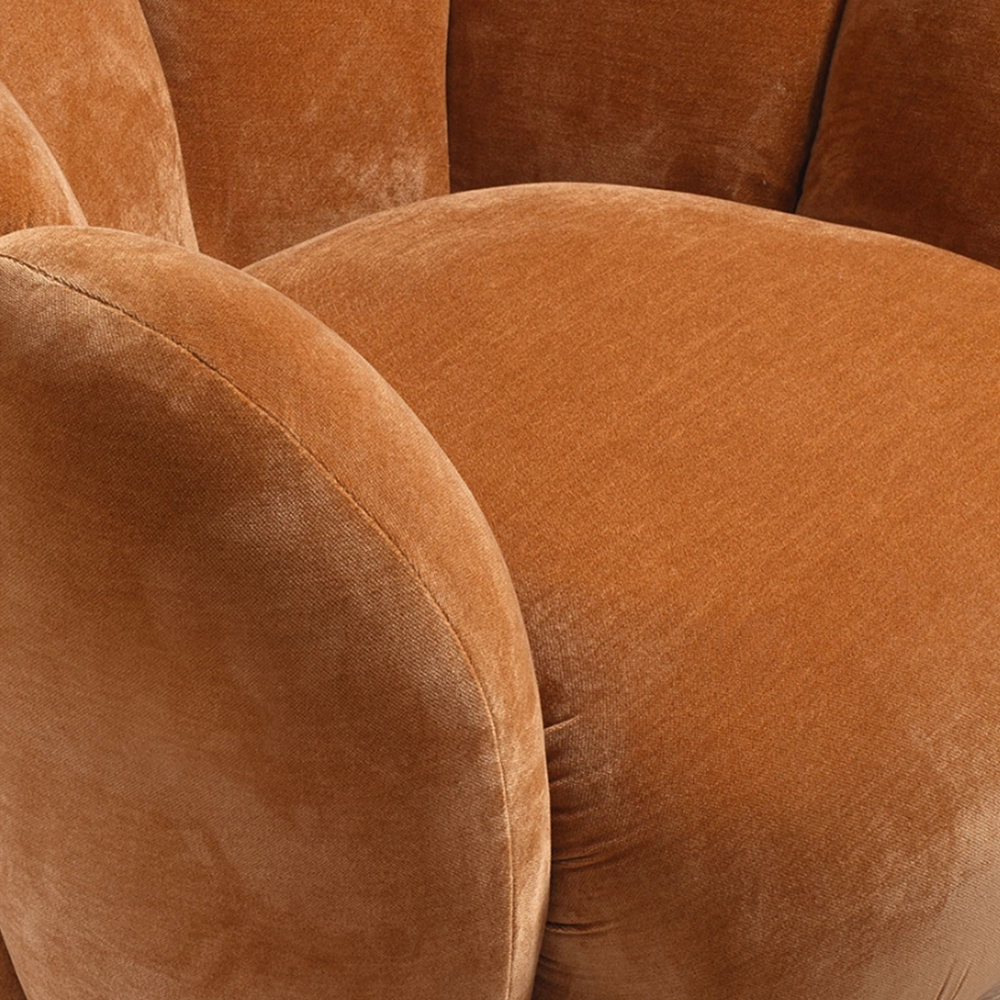 Poltrona girevole in ciniglia con base in metallo dorato - 4 colori - immagine 13