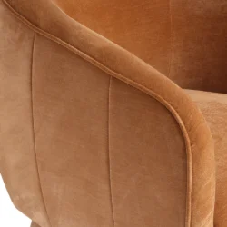 Poltrona girevole Tessalya girevole in ciniglia con base in metallo dorato Stile Japandi | Collezione Sabi - immagine 8