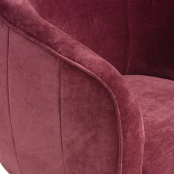 Poltrona girevole Tessalya girevole in ciniglia con base in metallo dorato Stile Japandi | Collezione Sabi - immagine 9