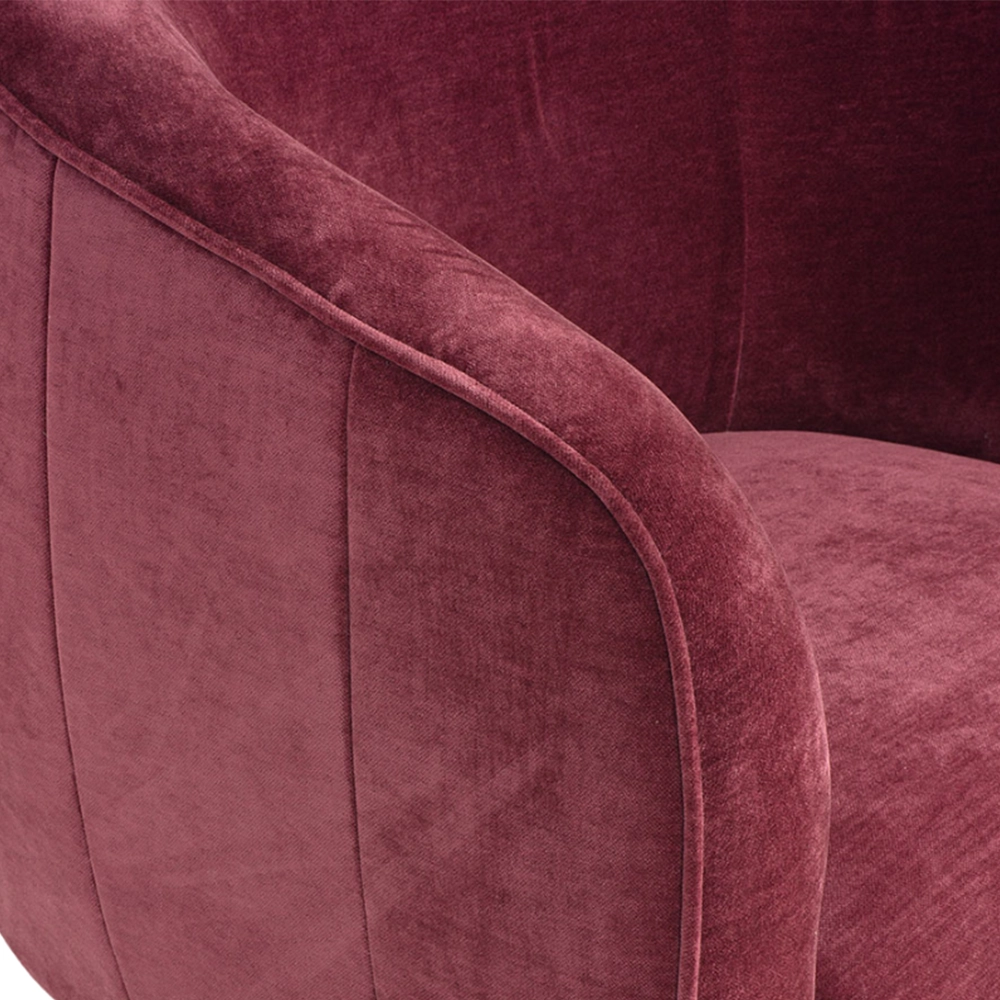 Poltrona girevole Tessalya girevole in ciniglia con base in metallo dorato Stile Japandi | Collezione Sabi - immagine 9