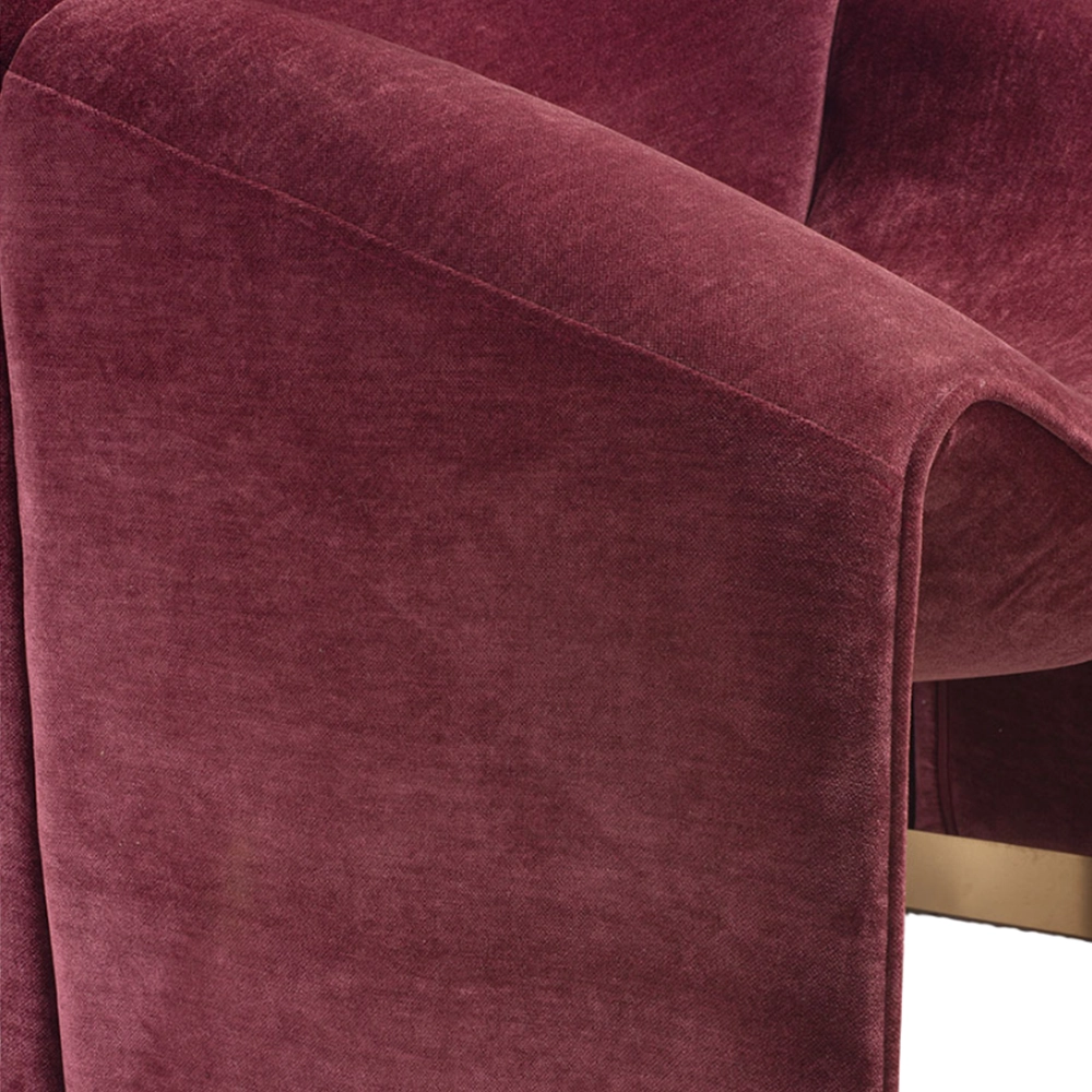 Poltrona Veluna in ciniglia con base in metallo dorato – Stile Japandi | Collezione Sabi - immagine 13