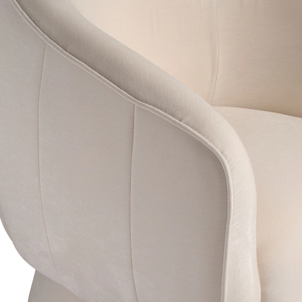 Poltrona girevole Tessalya girevole in ciniglia con base in metallo dorato Stile Japandi | Collezione Sabi - immagine 11