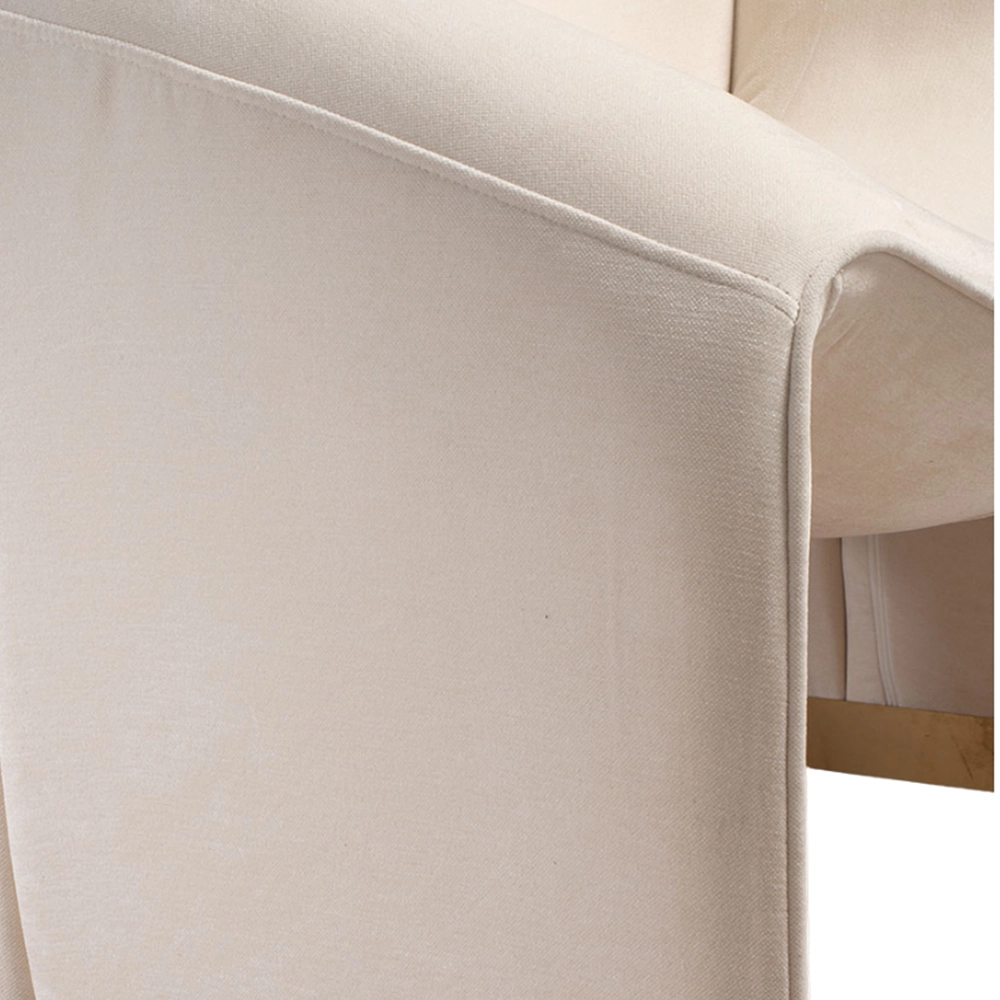 Poltrona Veluna in ciniglia con base in metallo dorato – Stile Japandi | Collezione Sabi - immagine 4