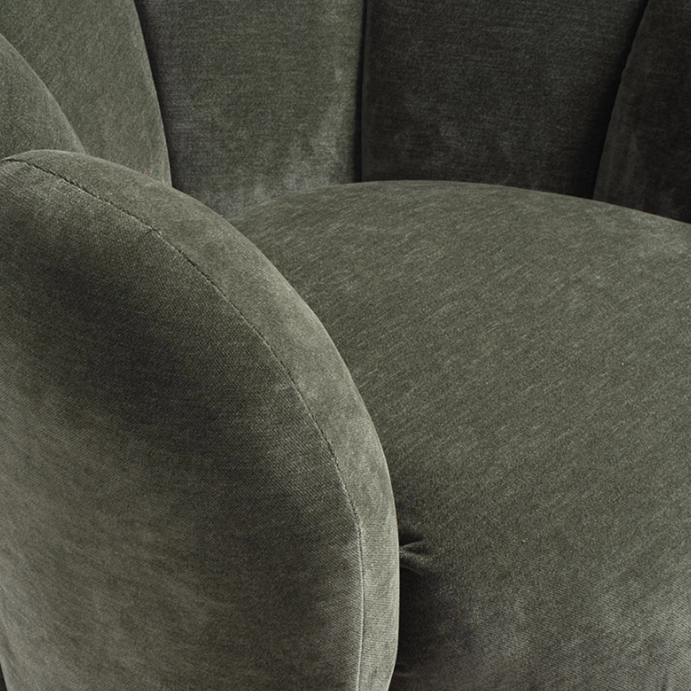 Poltrona girevole in ciniglia con base in metallo dorato - 4 colori - immagine 11