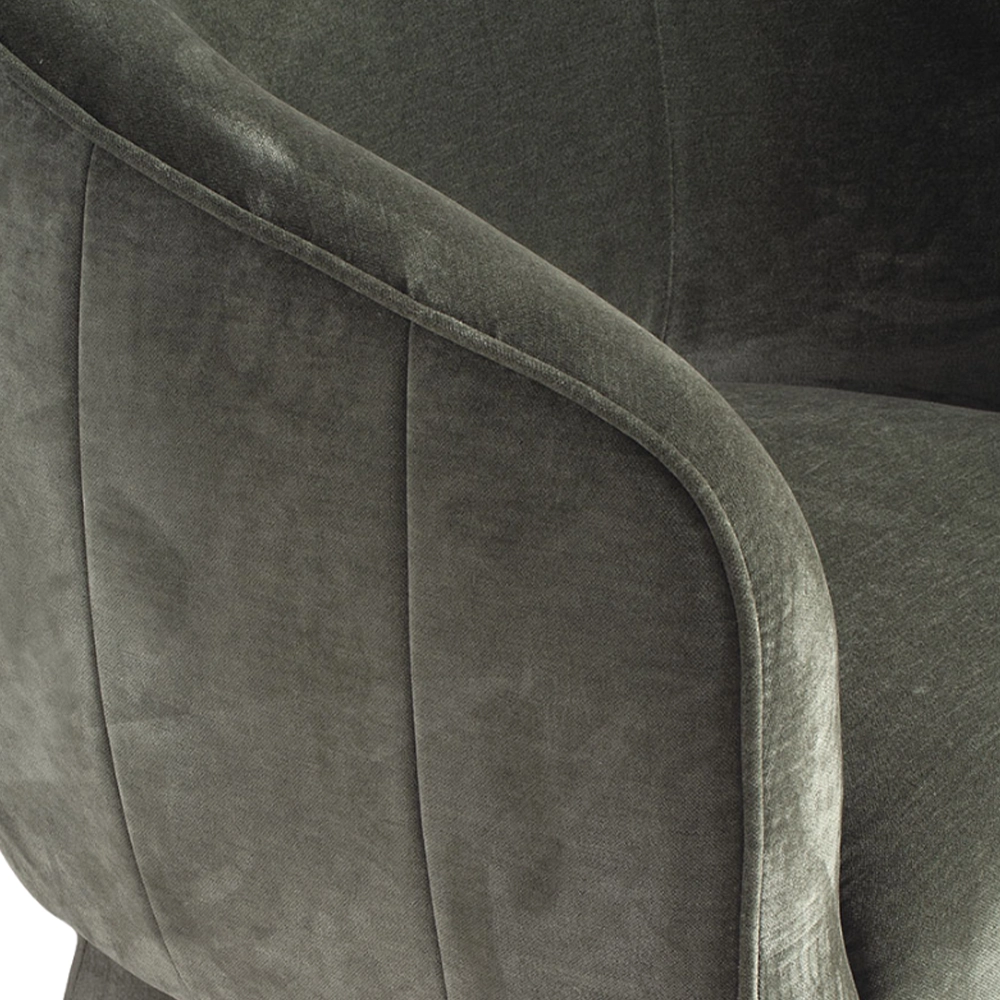 Poltrona girevole Tessalya girevole in ciniglia con base in metallo dorato Stile Japandi | Collezione Sabi - immagine 12