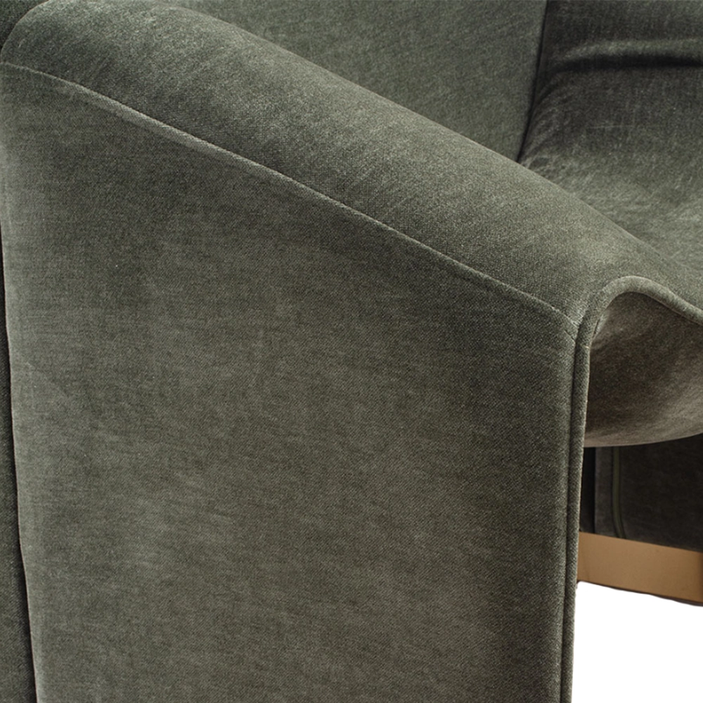 Poltrona Veluna in ciniglia con base in metallo dorato – Stile Japandi | Collezione Sabi - immagine 10