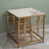 Japandi con top in ceramica beige effetto marmo Calacatta e struttura in metallo dorato SI340001GO-PA