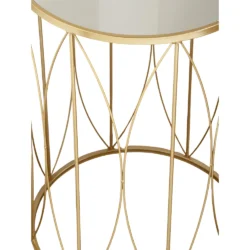 Set 2 Tavolini Armel in Vetro Specchiato Stile Art Déco con Struttura Oro – Coppia Portaoggetti Eleganti