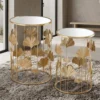 Set 2 da Tavolini rotondi Antoine in Vetro Specchiato Stile Art Déco con Struttura Oro – Coppia Portaoggetti Eleganti