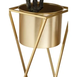 Set 2 Portavasi Gervais Stile Art Déco in Metallo Dorato – Coppia Portafiori Eleganti - immagine 3