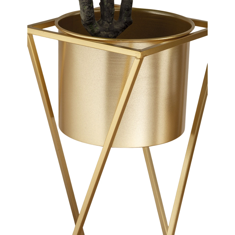 Set 2 Portavasi Gervais Stile Art Déco in Metallo Dorato – Coppia Portafiori Eleganti - immagine 3