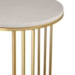 Alternative view of Set 2 Tavolini Jerome in Marmo Bianco Stile Art Déco con Struttura Oro – Coppia Portaoggetti