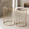 Set da 2 Tavolini specchiati Armel in Vetro Specchiato Stile Art Déco con Struttura Oro – Coppia Portaoggetti Eleganti