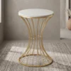 Tavolino Thierry in Marmo Bianco Stile Art Déco con Struttura Oro – Portaoggetti Elegante