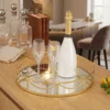 Vassoio oro elegante Tondo Joris in Vetro Specchiato Stile Art Déco con Struttura Oro – Ø 38 cm