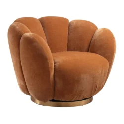 Poltrona girevole in ciniglia con base in metallo dorato - 4 colori - immagine 5
