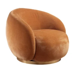 Poltrona girevole in ciniglia con base in metallo dorato - 4 colori Ormil - immagine 7