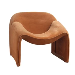 Poltrona Veluna in ciniglia con base in metallo dorato – Stile Japandi | Collezione Sabi - immagine 6