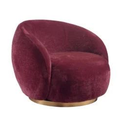 Poltrona girevole in ciniglia con base in metallo dorato - 4 colori Ormil - immagine 13