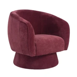 Alternative view of Poltrona girevole Tessalya girevole in ciniglia con base in metallo dorato Stile Japandi | Collezione Sabi