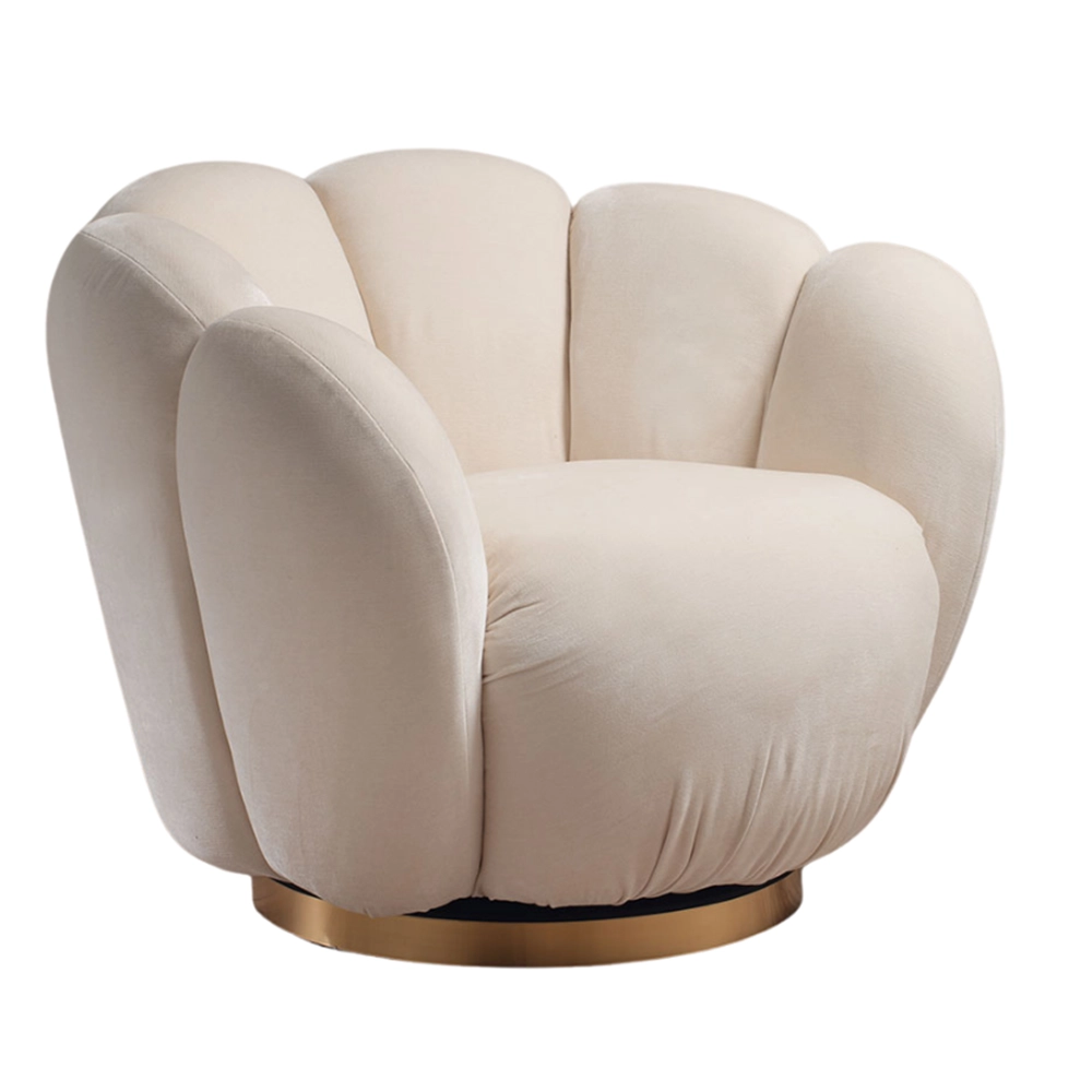 Poltrona girevole in ciniglia con base in metallo dorato - 4 colori - immagine 4